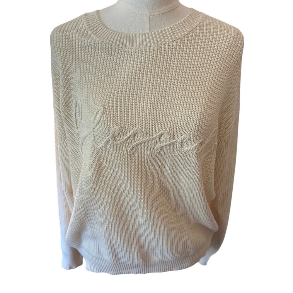 Gilli “Blessed” Cream Knit Sweater – Relaxed Fit, Size Medium